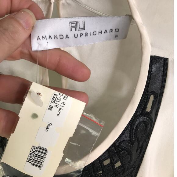 Amanda Uprichard Top Womens Sz Small Cream Embroidered 100% Silk Long Sleeve NWT - Picture 10 of 10